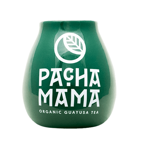 Tykwa Ceramiczna zielona z logo Pachamama - 350 ml